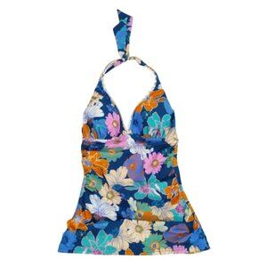 Floral Halter Tankini Top By Profile By Gottex Size 6 Blend Swimwear For Women.